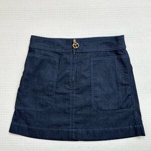 Tory Burch Skirt Elise Denim A-Line Zip Mini Resin Rinse Blue (Navy) Size 2